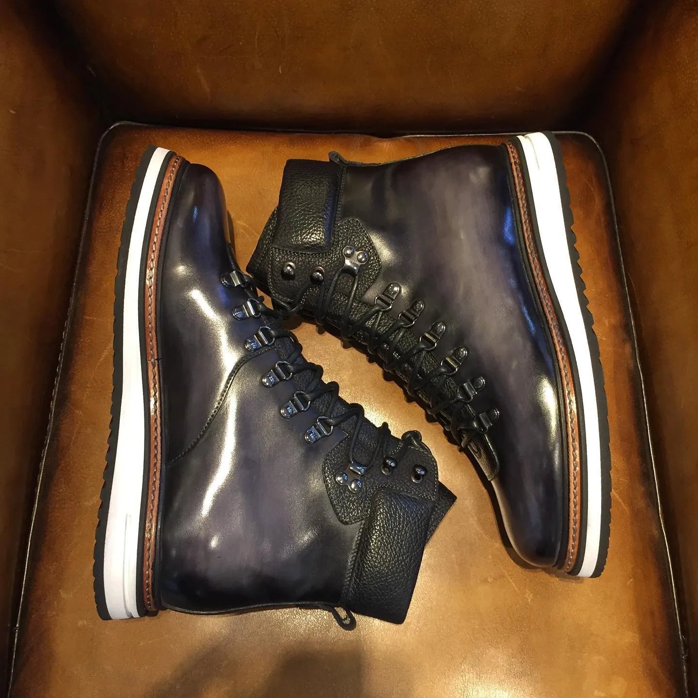 Italian handmade calfskin leather boots