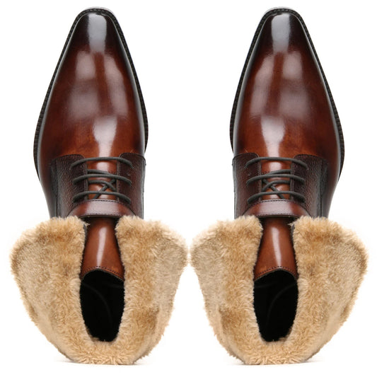 Men's Brown Designer Fur Boots