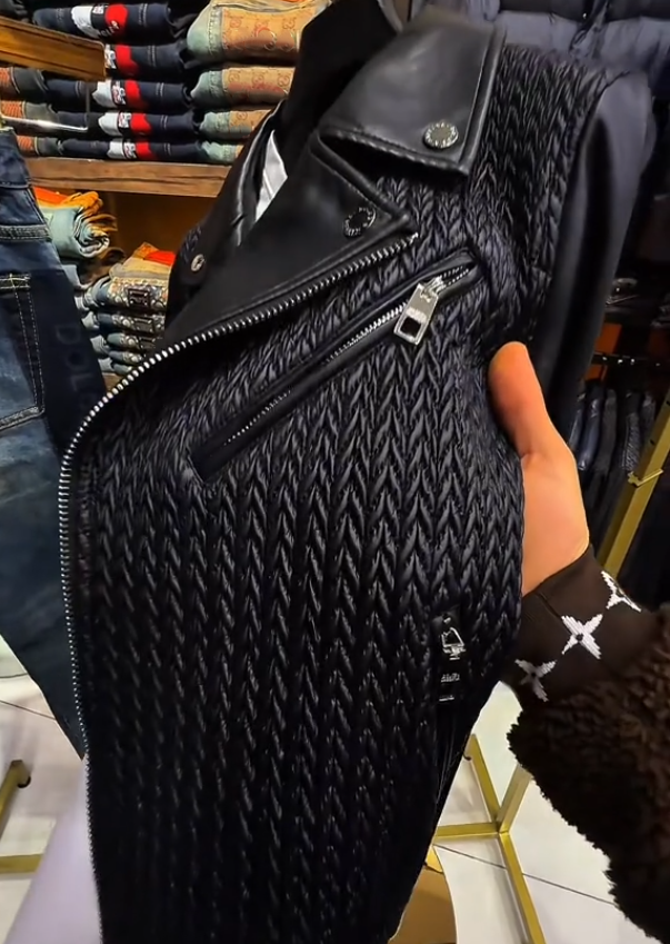 Luxury hand-woven leather jacket