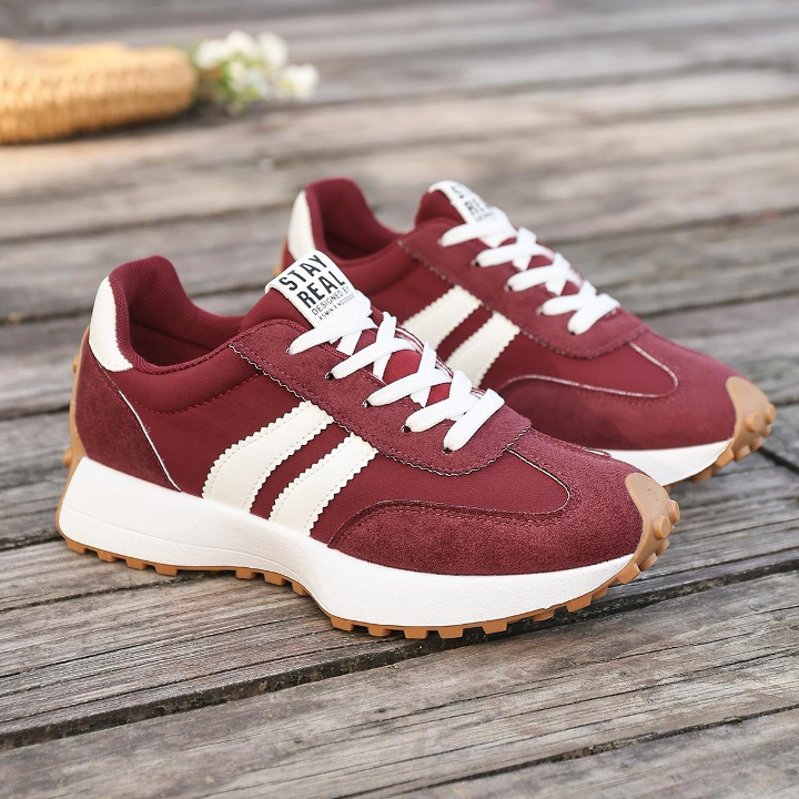 Women's low-top sneakers - lace-up casual shoes