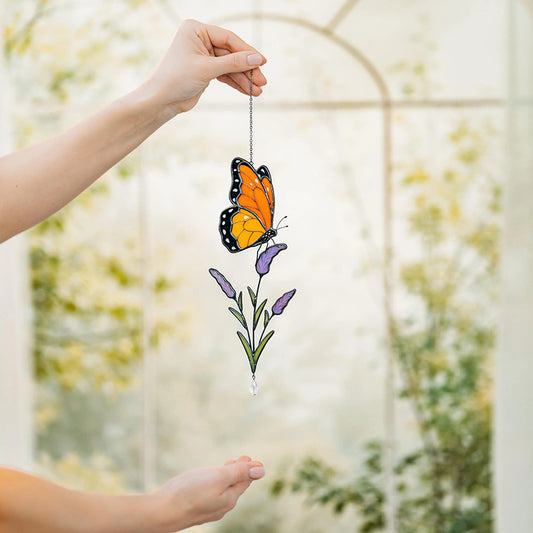 Monarch Butterfly Stained Glass Plant Stake