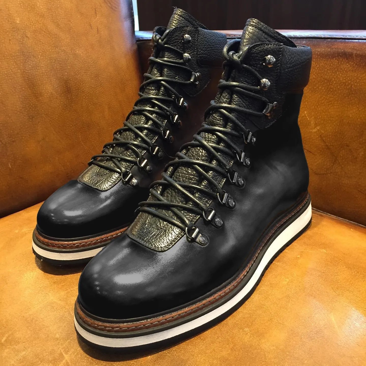 Italian handmade calfskin leather boots