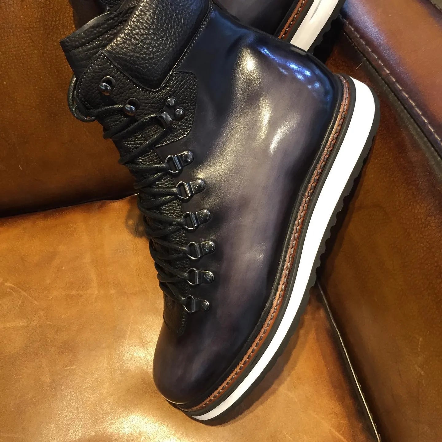 Italian handmade calfskin leather boots