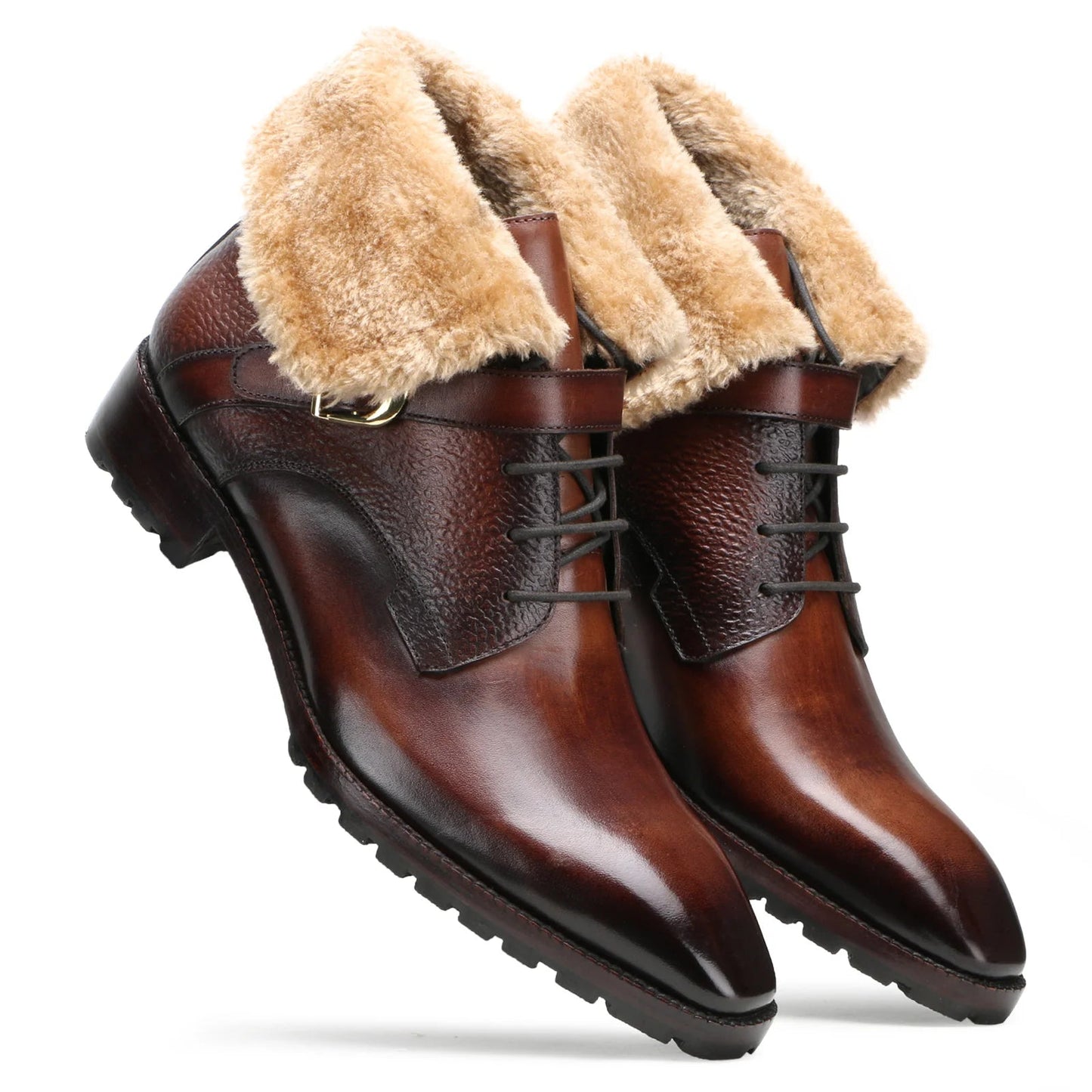 Men's Brown Designer Fur Boots