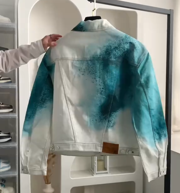 Gradient blue starry sky denim jacket