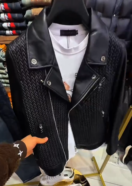 Luxury hand-woven leather jacket