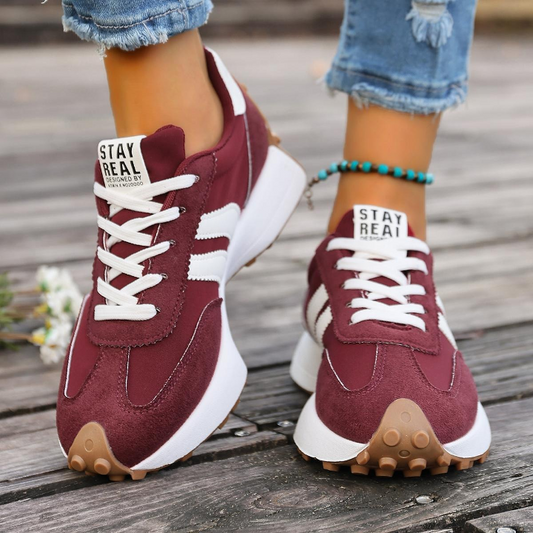 Women's low-top sneakers - lace-up casual shoes