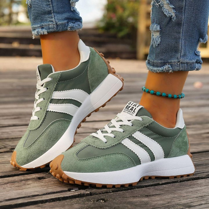 Women's low-top sneakers - lace-up casual shoes