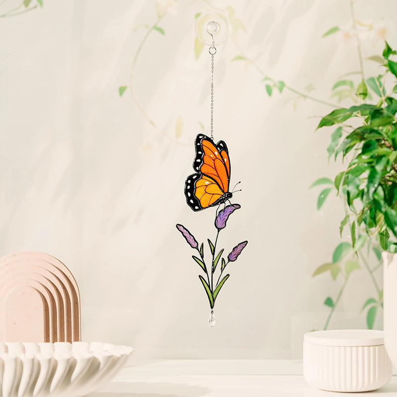 Monarch Butterfly Stained Glass Plant Stake