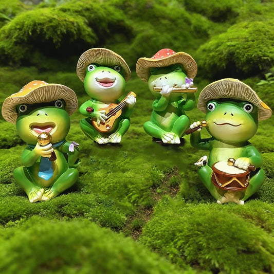 Resin Frog Band Garden Statue