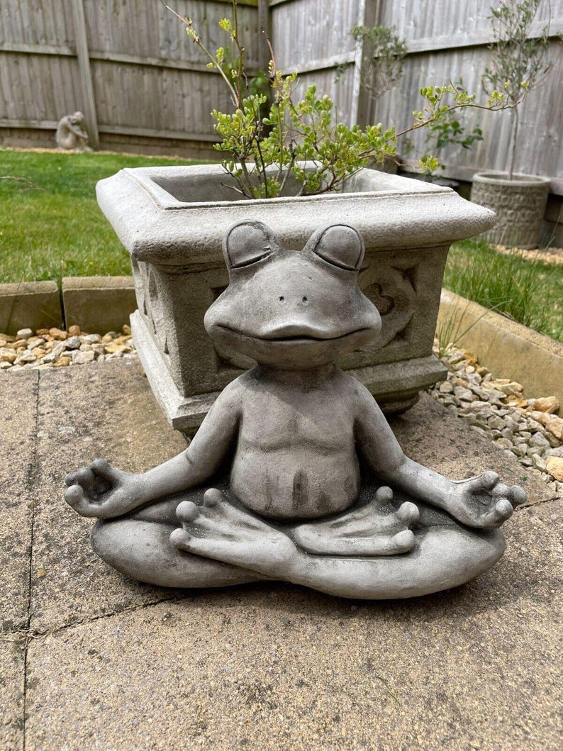 Meditation Frog Garden Stone Sculpture