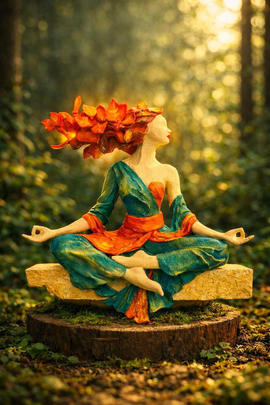 Unique meditative nature goddess stone sculpture