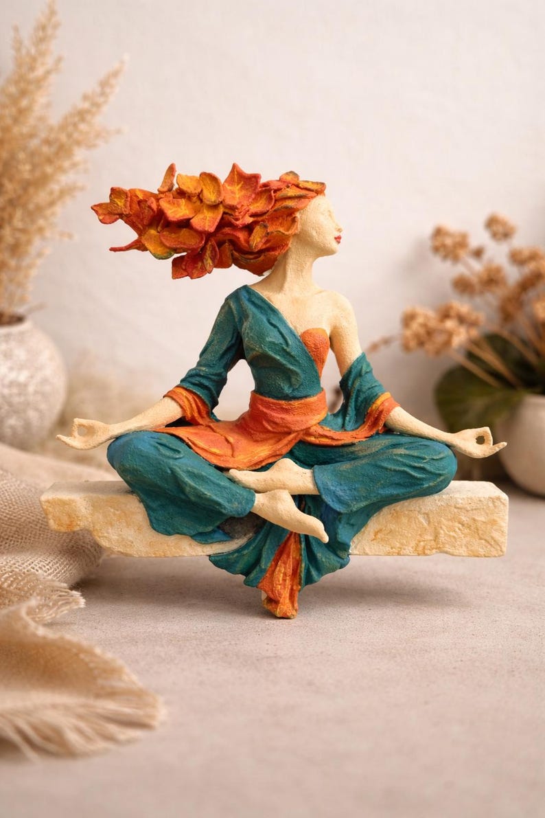 Unique meditative nature goddess stone sculpture