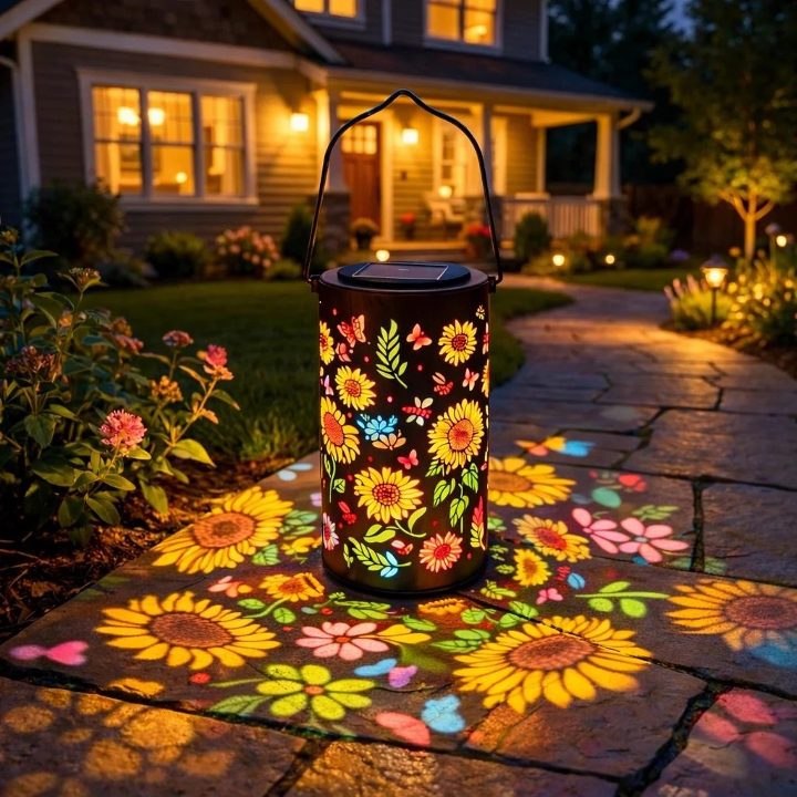 Colorful Sunflower Glow Solar Garden Lantern