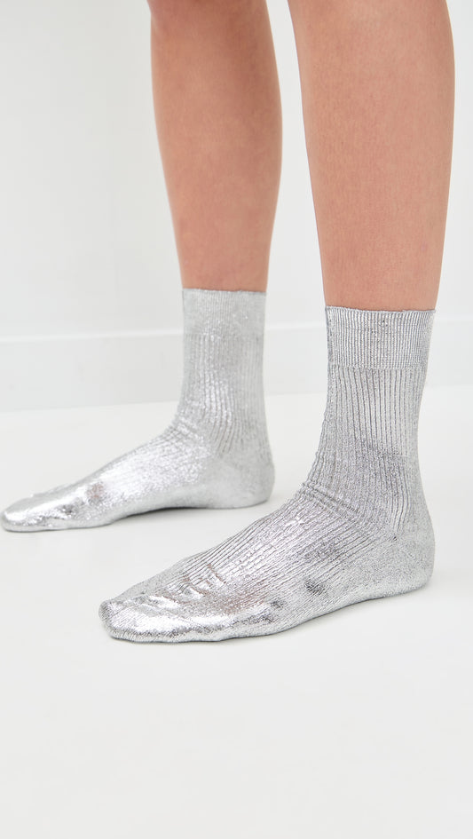 Sparkling metallic silk stockings
