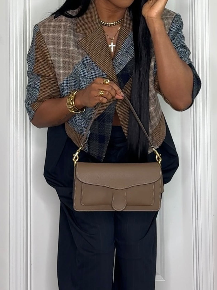 Plaid Print Patchwork Cropped Blazer