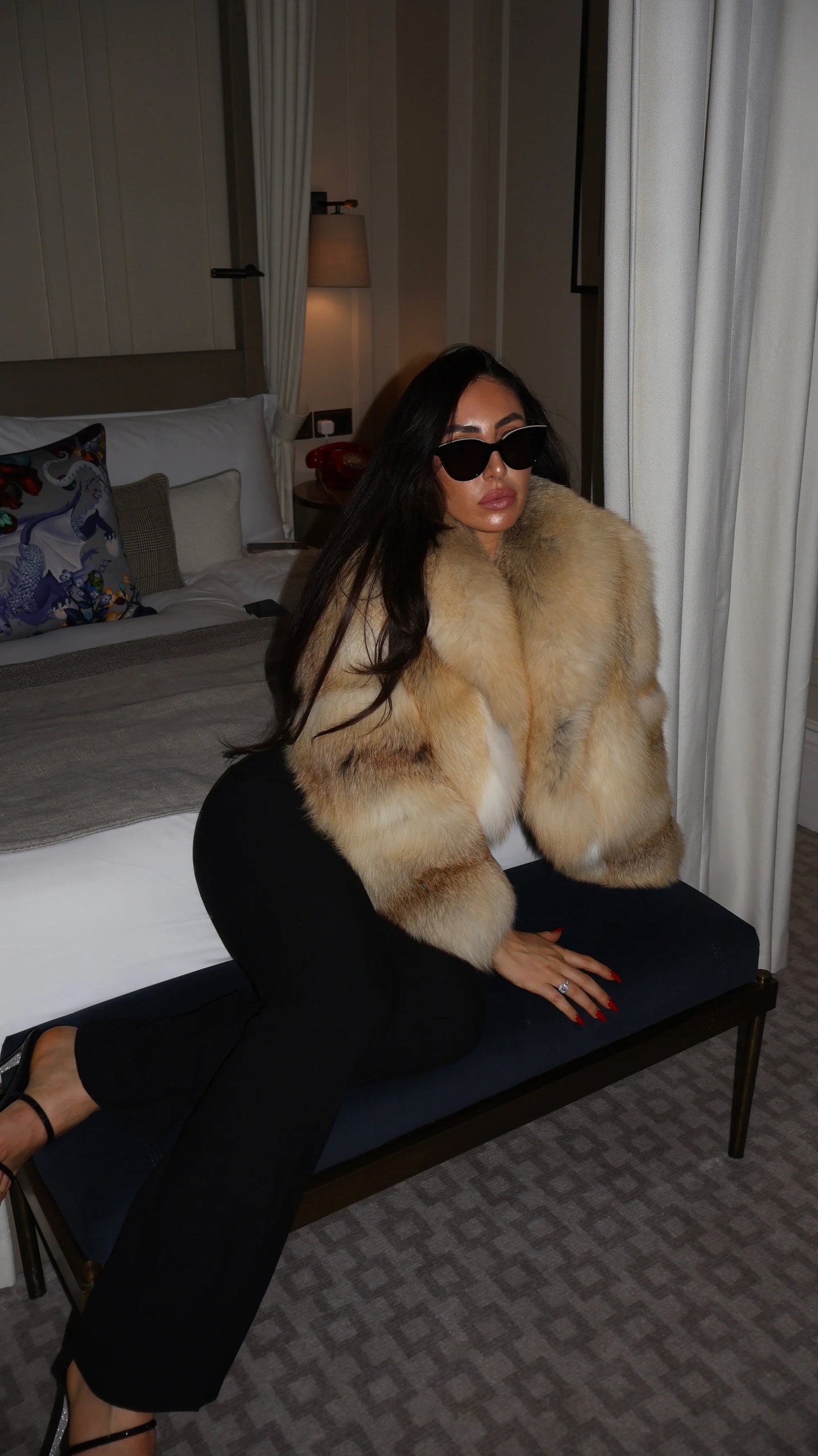 Winter fur straight collar coat