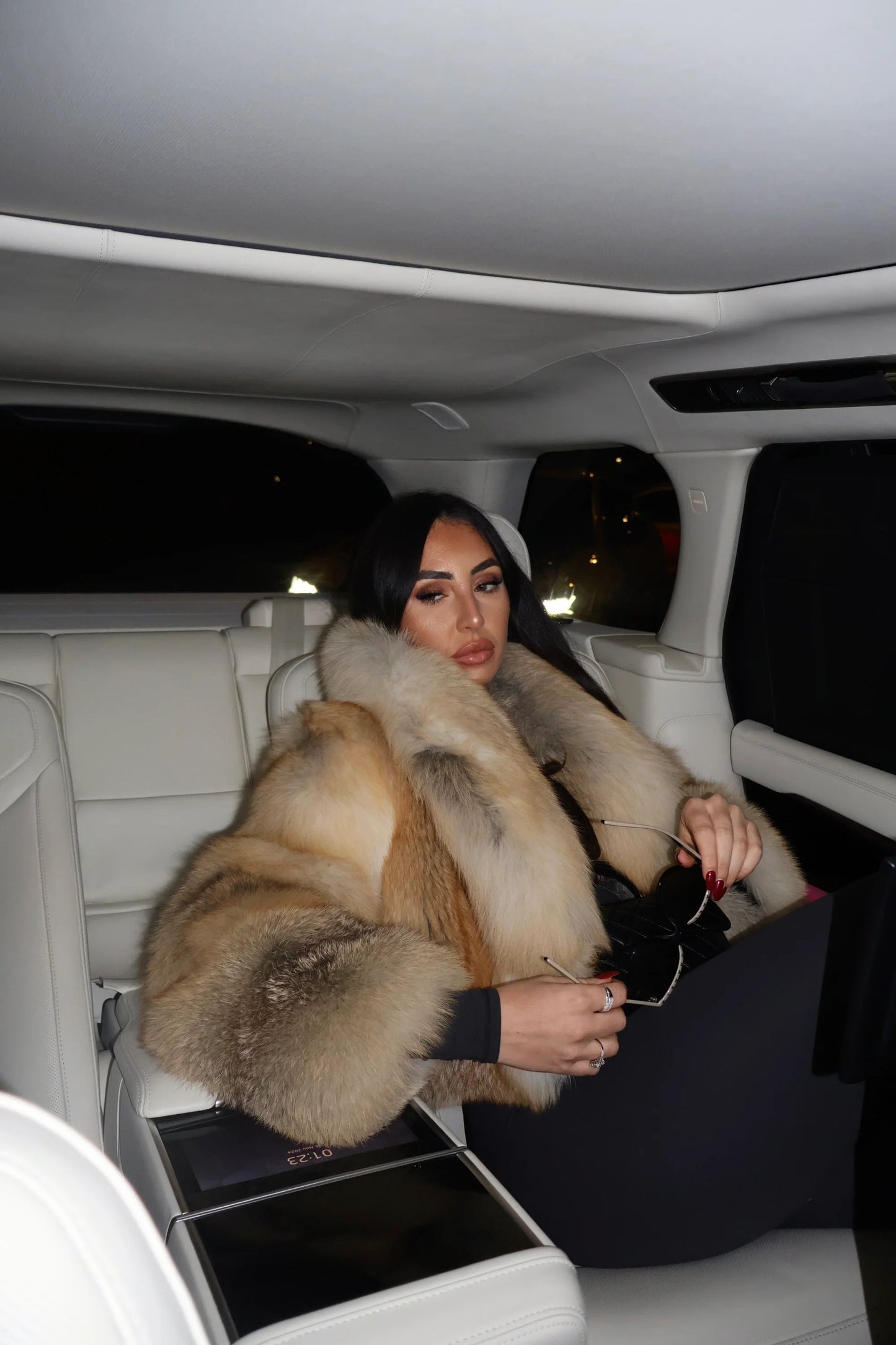 Winter fur straight collar coat